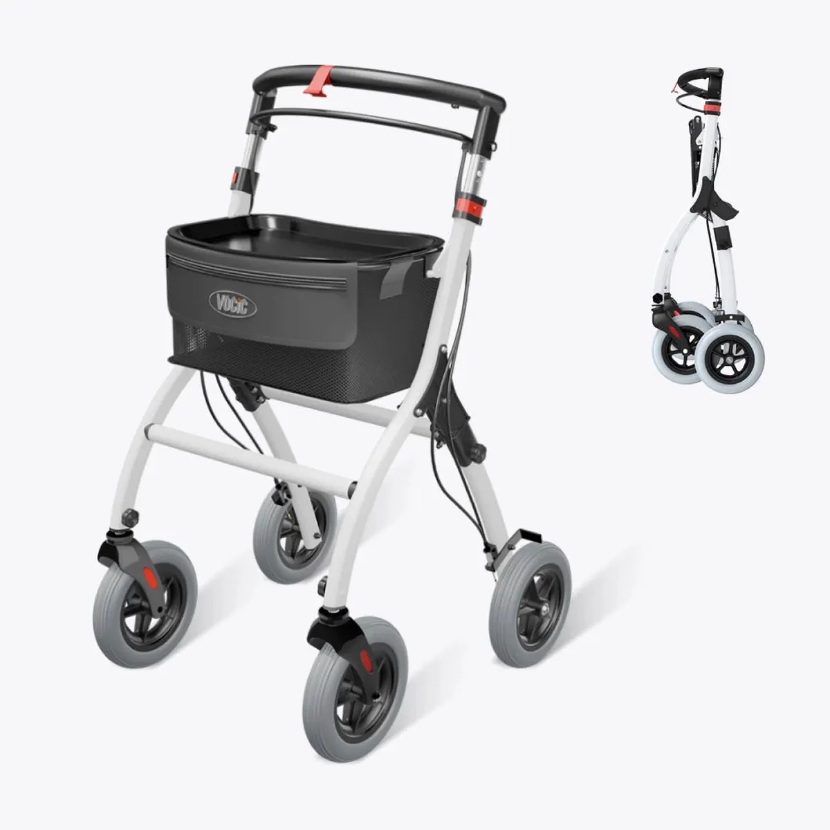 Vocic Z32 Slim Foldable Indoor Rollator for Small Spaces