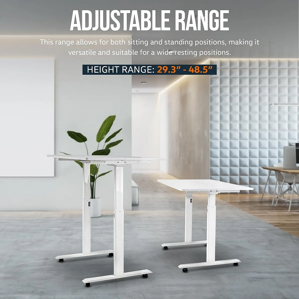 SuperHandy Electric Standing Desk, 48" x 30", Pristine White - GUT151