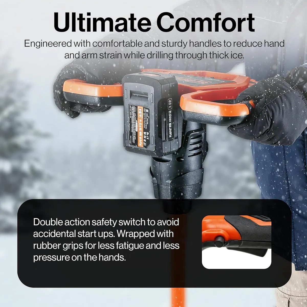 SuperHandy 48V Cordless Ice Auger with 8" Steel Bit - GUT187