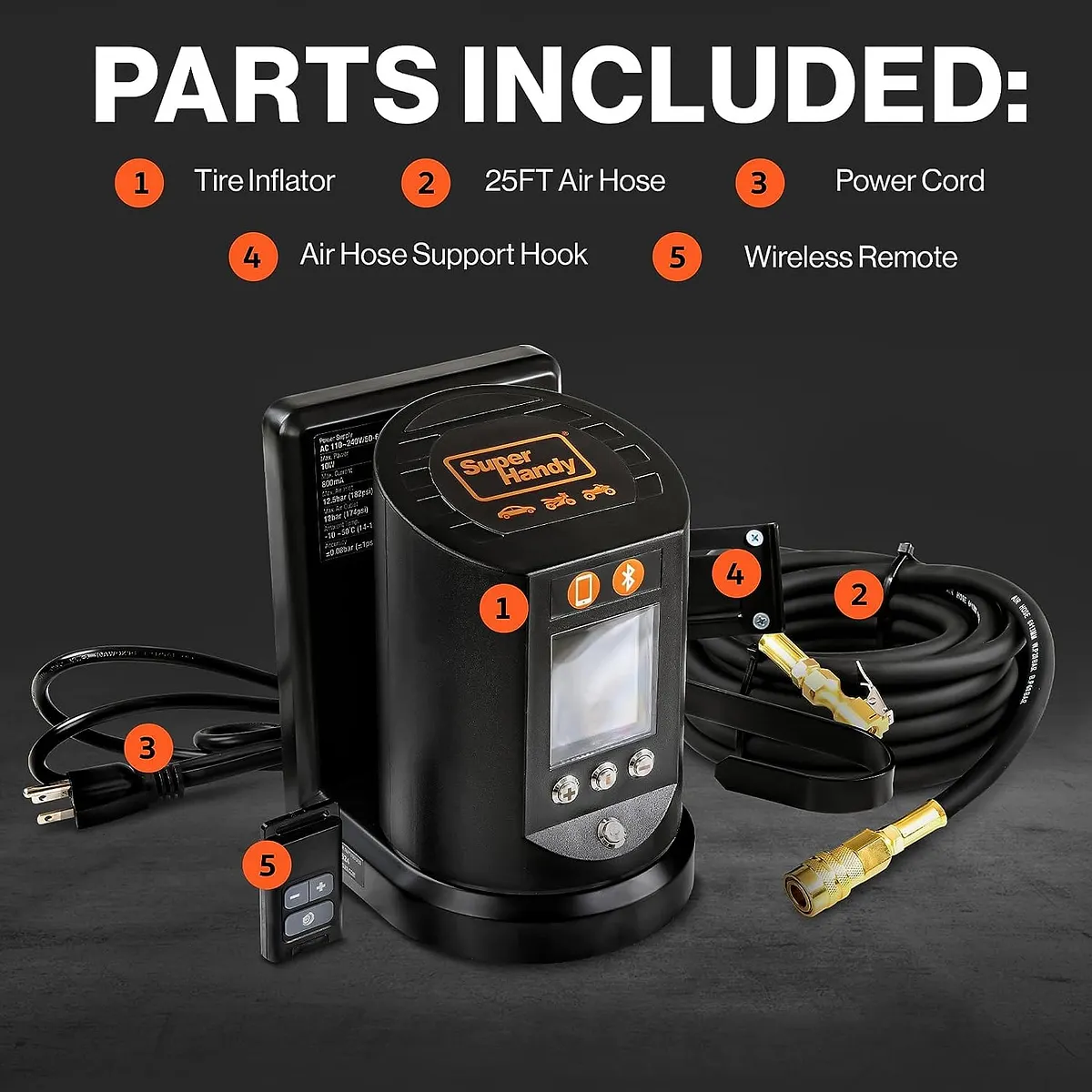 SuperHandy Automatic Tire Inflator for Cars, Trucks & Off-Road Vehicles - GUT160