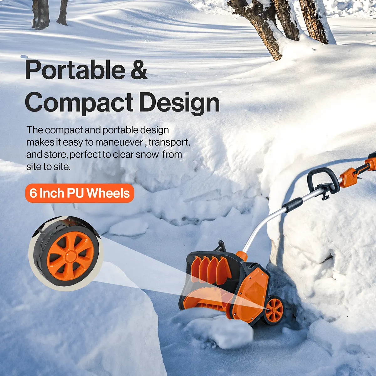SuperHandy Electric Snow Thrower Pro, 17" Width, 48V 2Ah Battery - GUT158