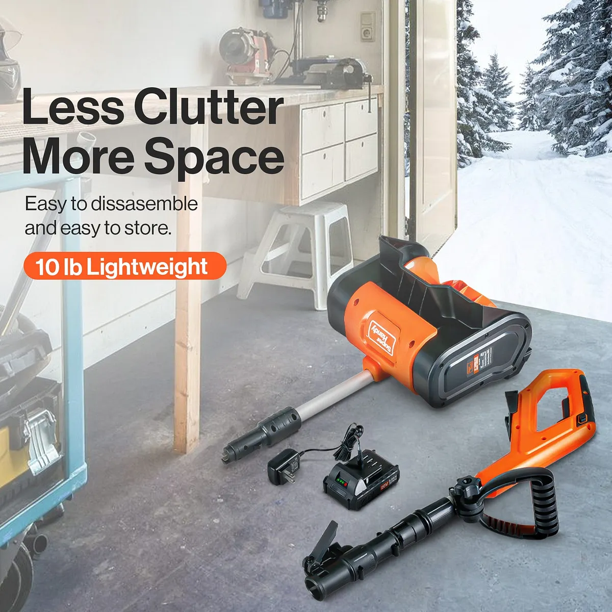 SuperHandy Electric Snow Thrower, 20V 4Ah Battery, 10" Clearing Width - GUT132