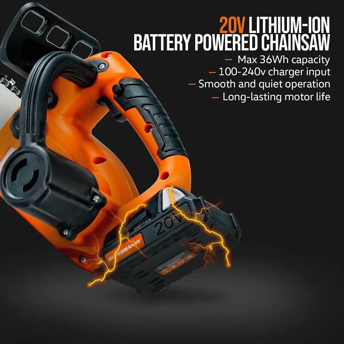 SuperHandy Electric Mini Chainsaw, 20V 2Ah Battery - GUT072