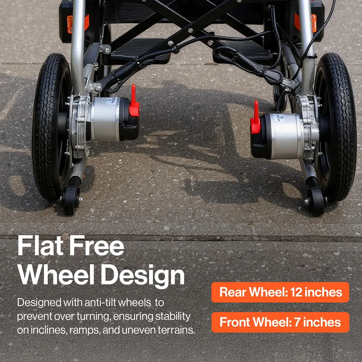 SuperHandy GoRide 2 Plus Lightweight Foldable Electric Wheelchair, 300 lb Capacity - GUT188