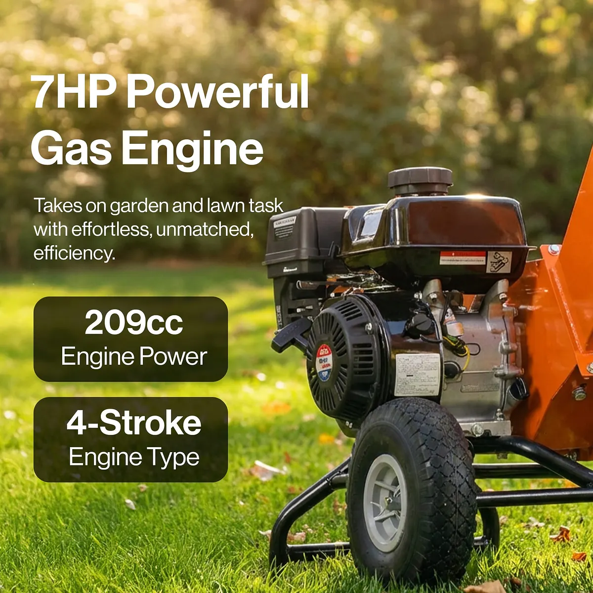SuperHandy Compact Wood Chipper, 7HP 212cc, 3" Max Branch Capacity - GUO074