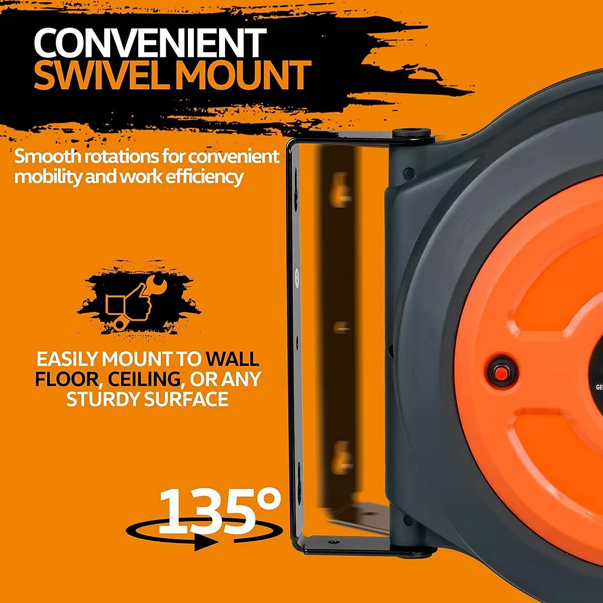 SuperHandy Enclosed Extension Cord Reel, 16AWG, 50 ft - GUR028