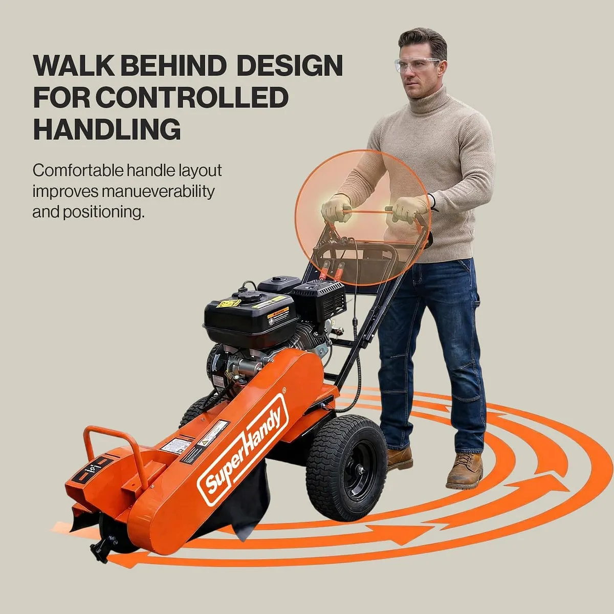 SuperHandy 15HP Gas Stump Grinder with Electric Start & Sweep Function, 420cc - GUO152