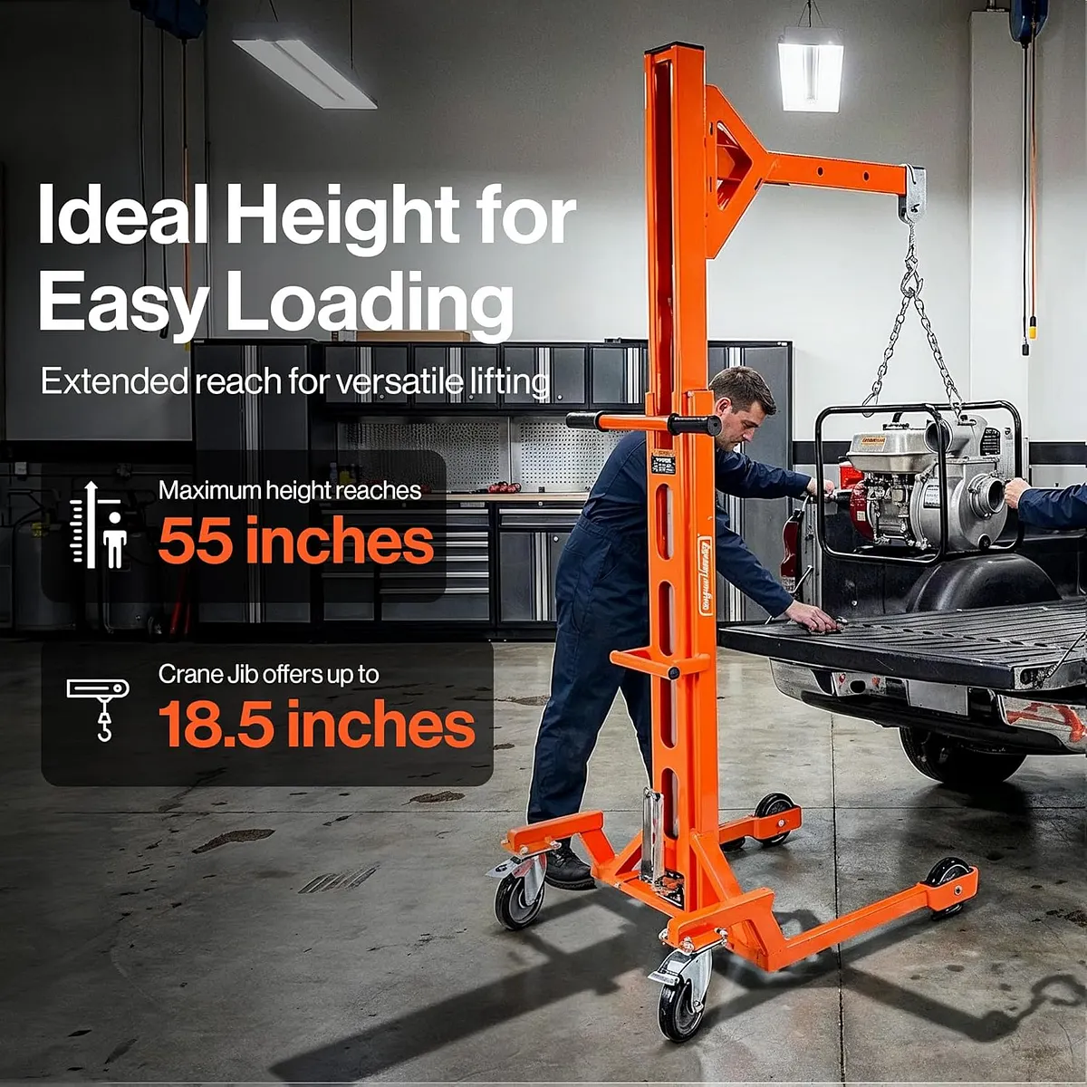 SuperHandy Portable Hydraulic Crane Lift, Tool-Free Disassembly - GUO147