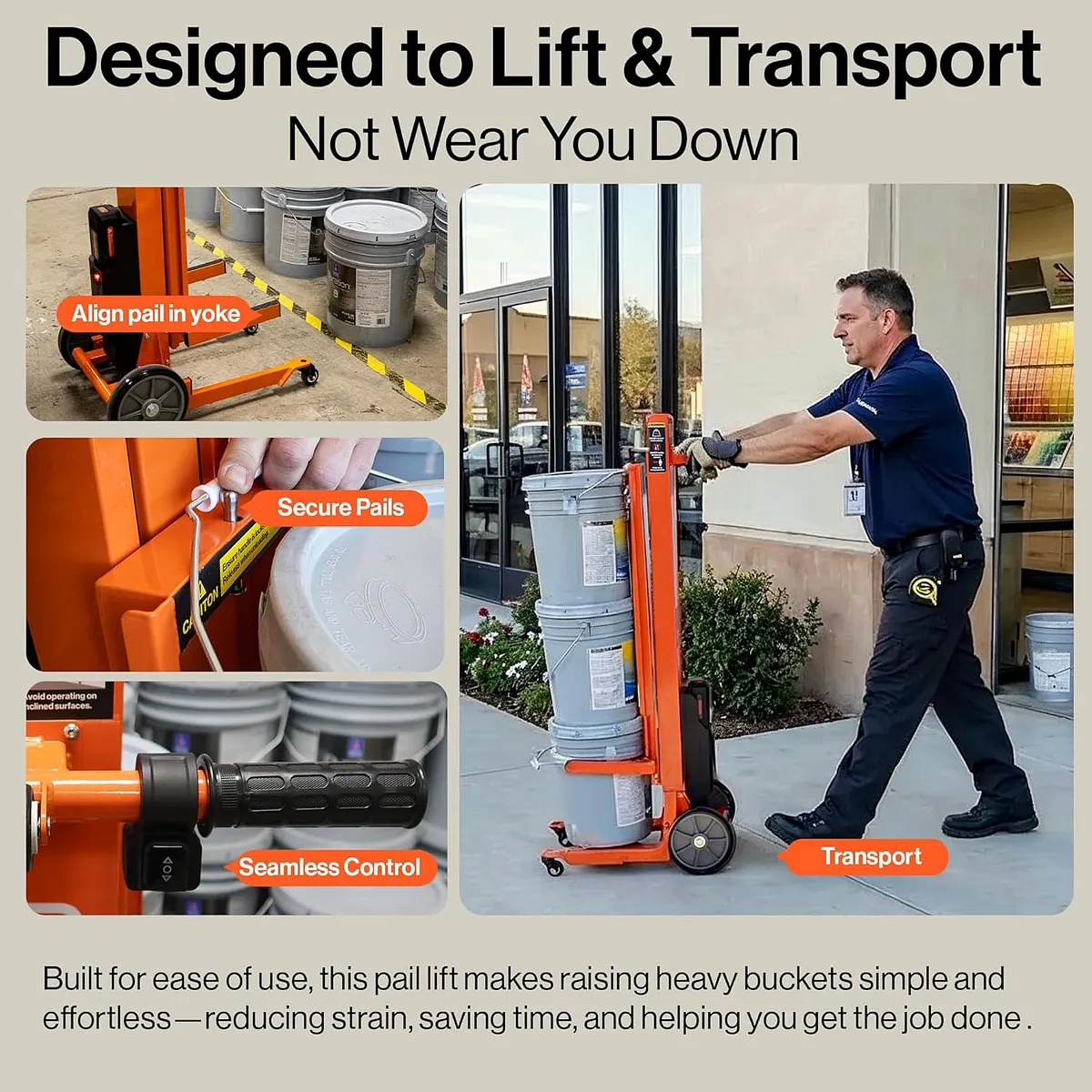 SuperHandy Electric Pail Lift Hand Truck for 5-Gallon Buckets, 48V 2Ah Battery - GUO150