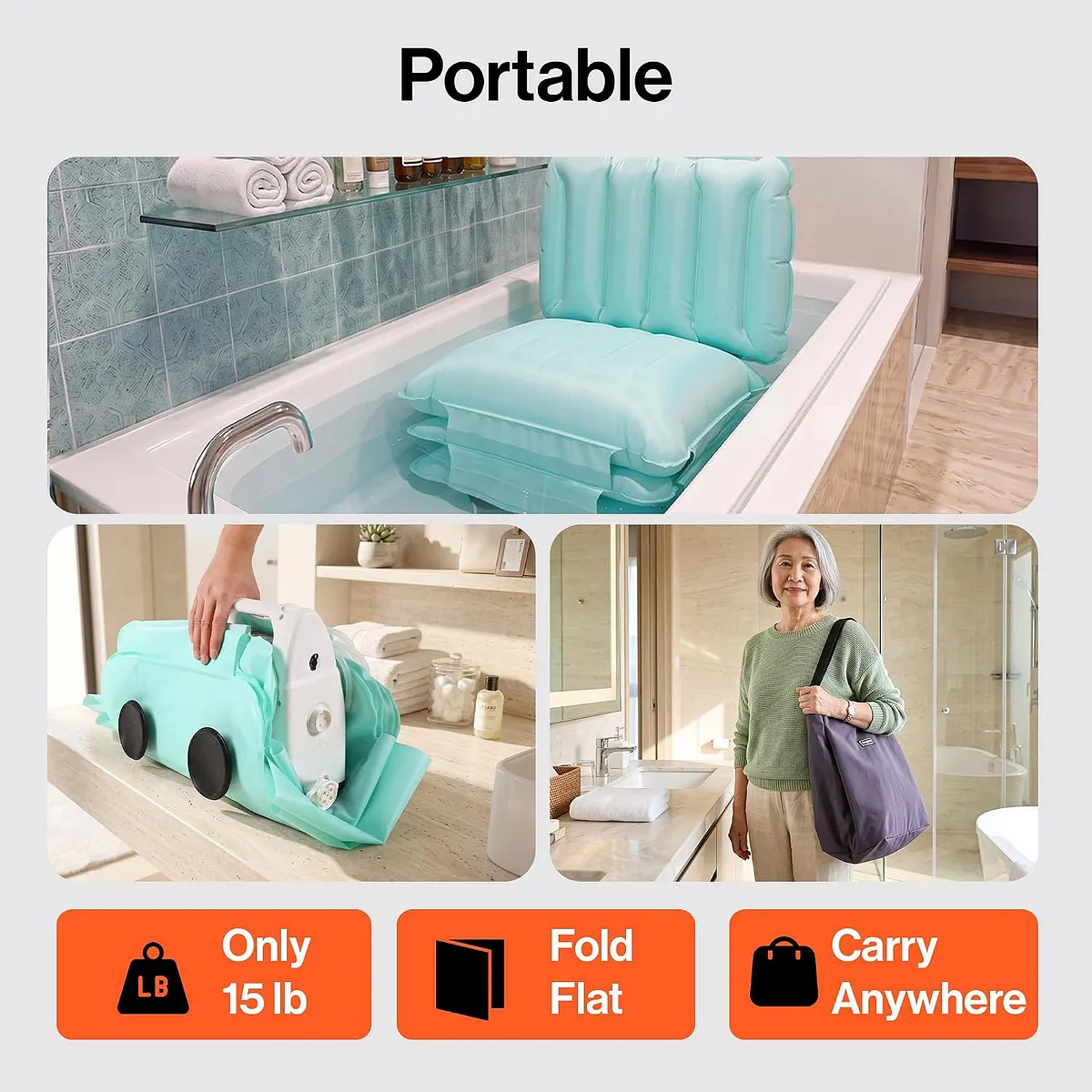 SuperHandy Portable Inflatable Bath Lift Cushion - GUT194