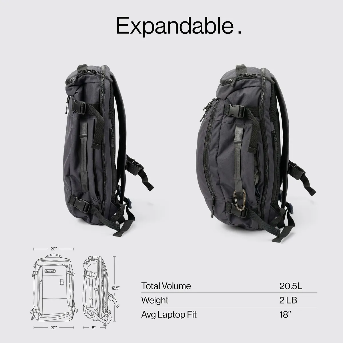 SuperHandy 17" Water-Resistant Tech Backpack with Laptop Compartment - GUT211