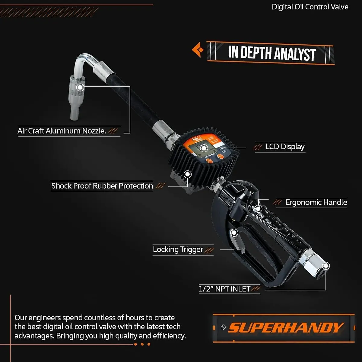 SuperHandy Digital Oil Gun, 10 GPM, 1/2" Inlet - GUL009