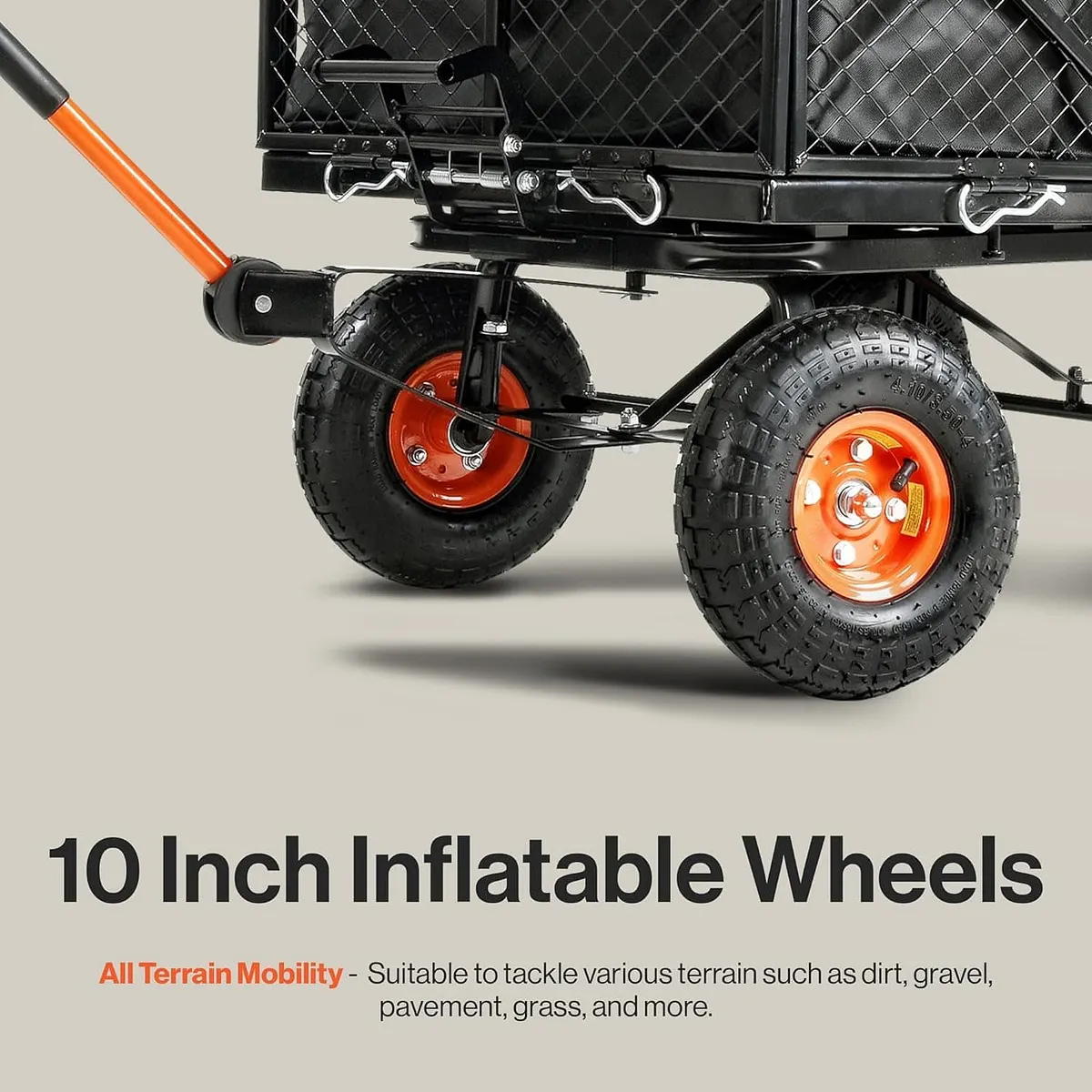 SuperHandy Towable Garden Cart with Quick Dump, 10" Tires - GUO109