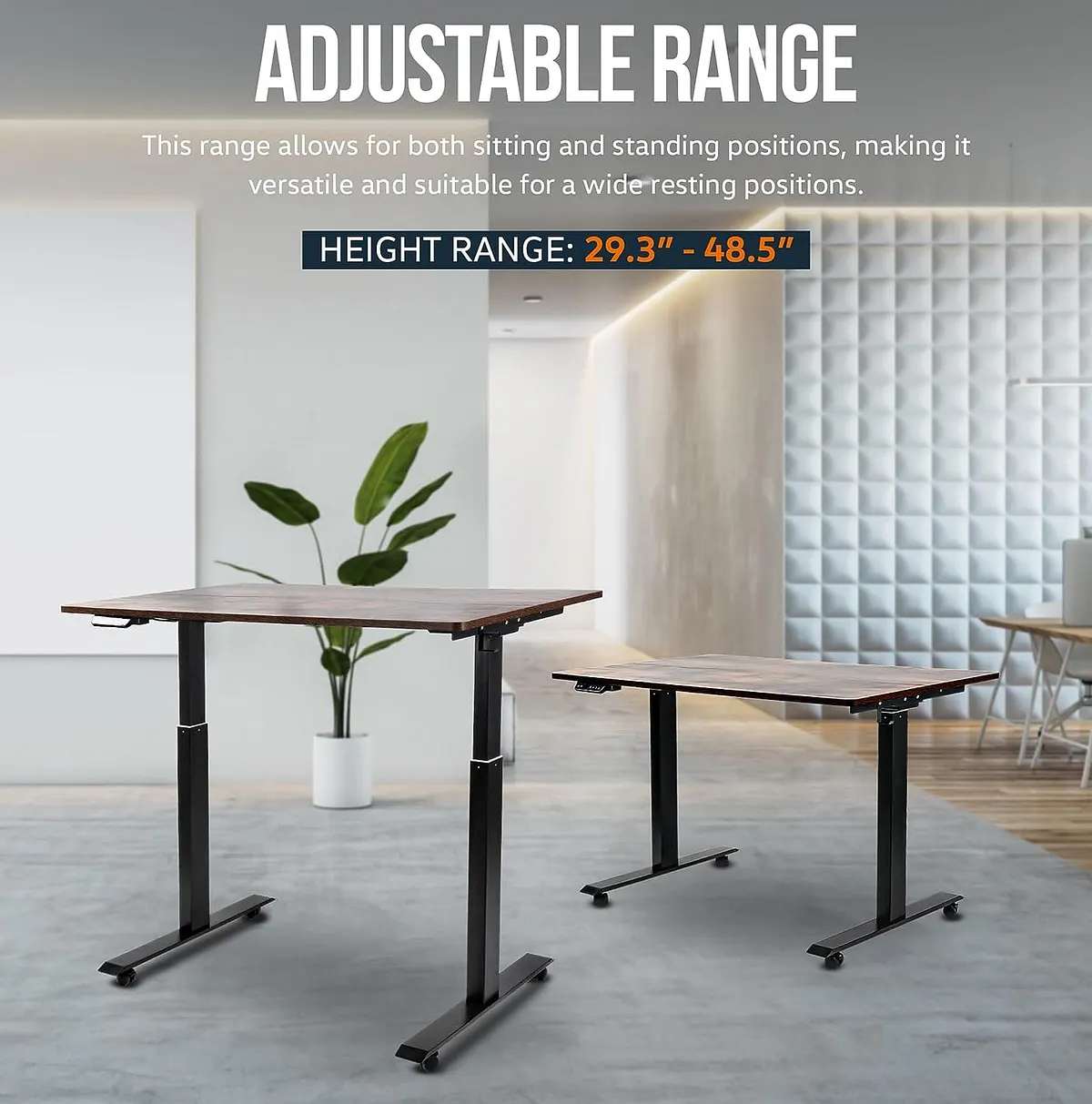 SuperHandy Electric Standing Desk, 48" x 30", Rustic Wood - GUT149