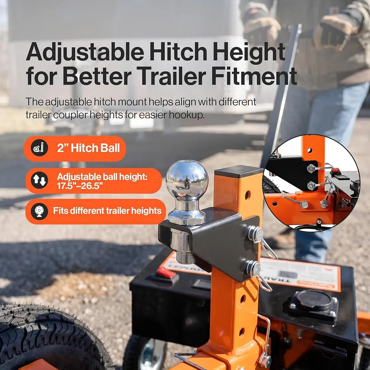SuperHandy Electric Trailer Dolly, 24V 9Ah Battery, 5000 lb Towing Capacity - GUO158