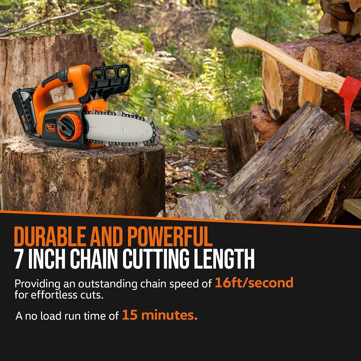 SuperHandy Electric Mini Chainsaw, 20V 2Ah Battery - GUT072