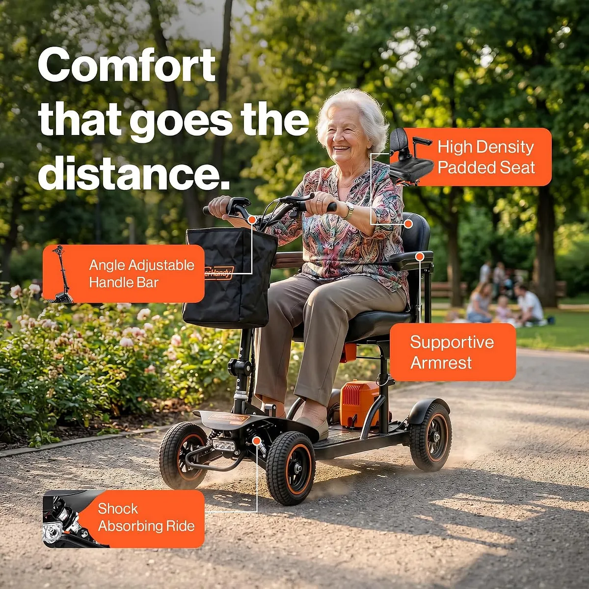 SuperHandy Explorer Prime 4-Wheel Foldable All-Terrain Mobility Scooter, Dual 48V Batteries - GUT193