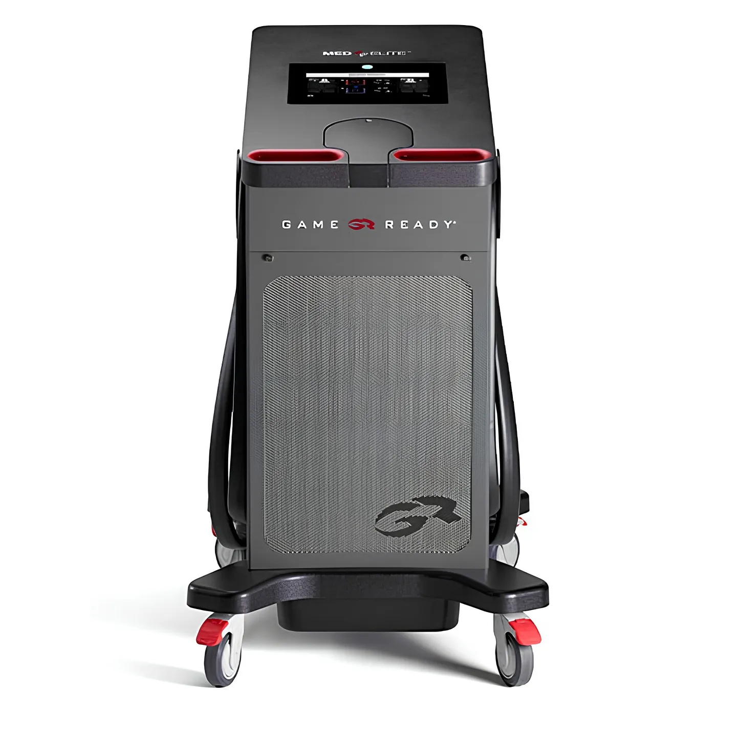 Game Ready Med4 Elite control unit, front view showing touchscreen and two hose ports