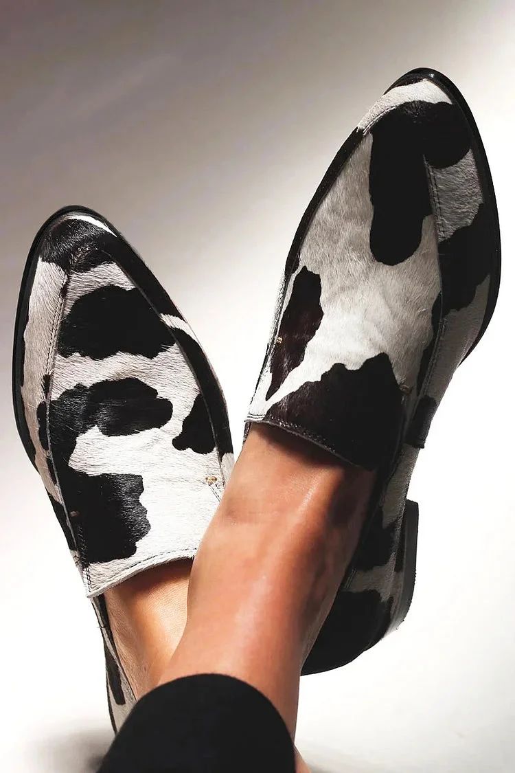 Casual Genuine Cowhide Leather Pointed-Toe Loafers