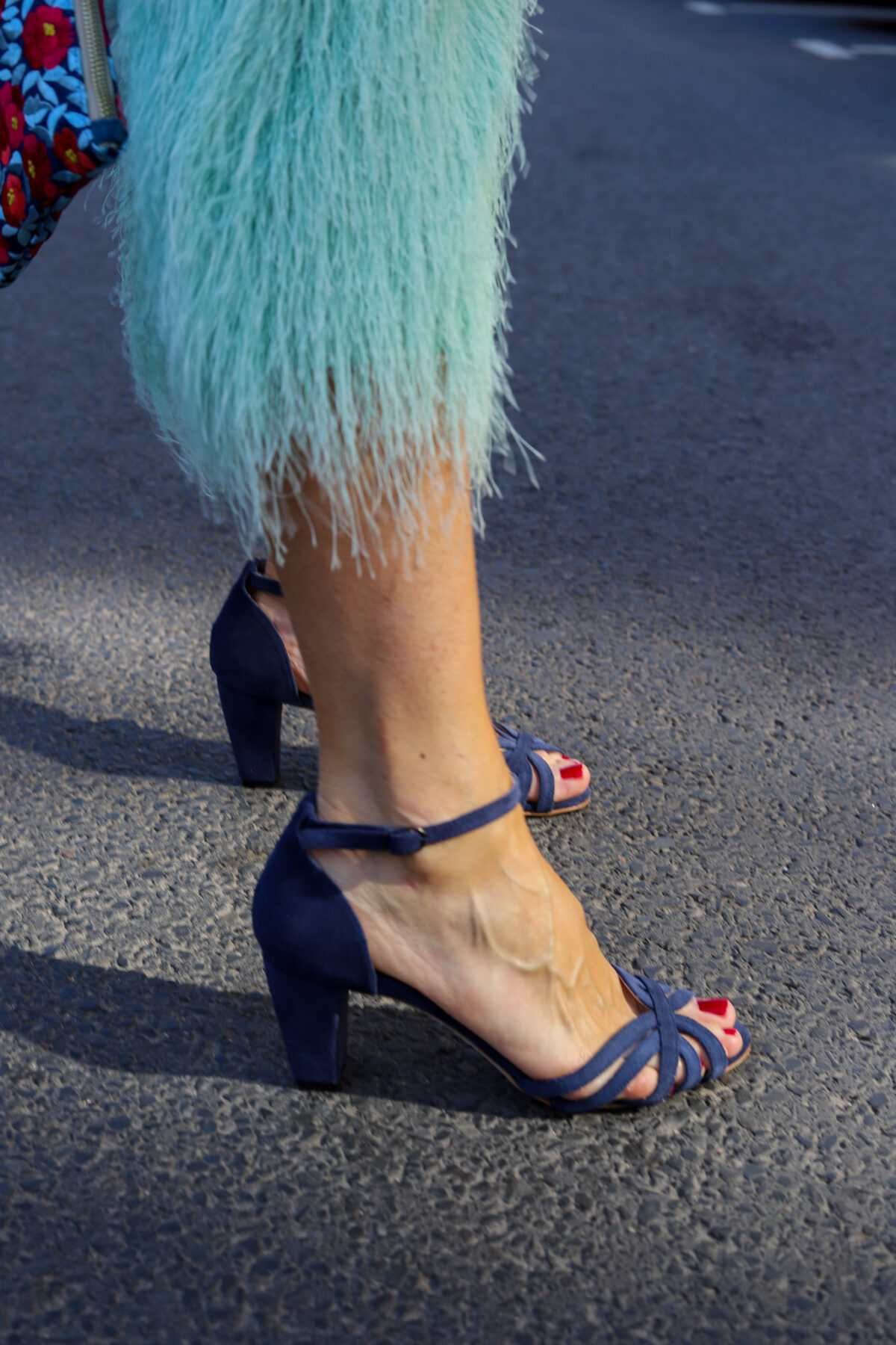 Red Suede Open-Toe Sandals with Crossover Straps