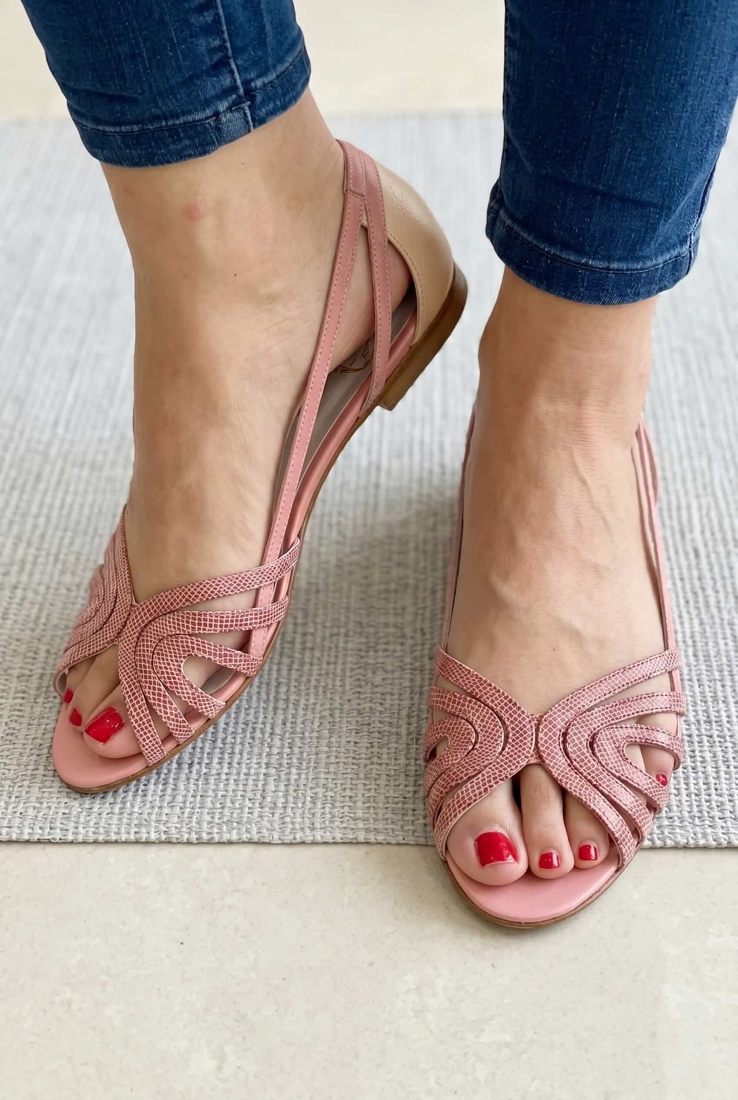 Shiny Metallic Peep-Toe Cut-Out Sandals