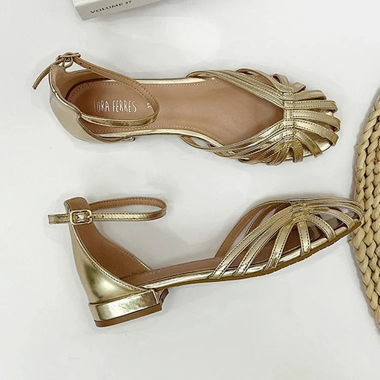 Chic Solid-Colour Sandals with Buckle