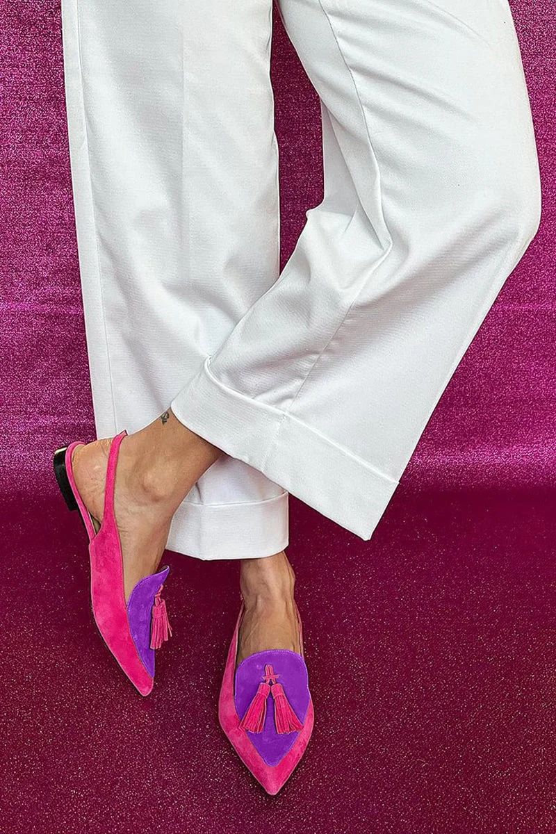Beatrice | Fringed Ballet Flats with Ankle Strap