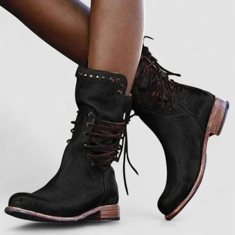 Rachele | Vintage Lace-Up Western Ankle Boots