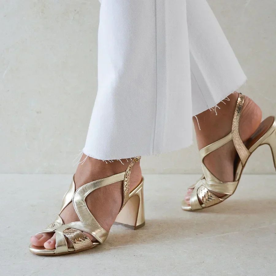 Shiny Asymmetric Peep-Toe Block Heels with Cut-Outs