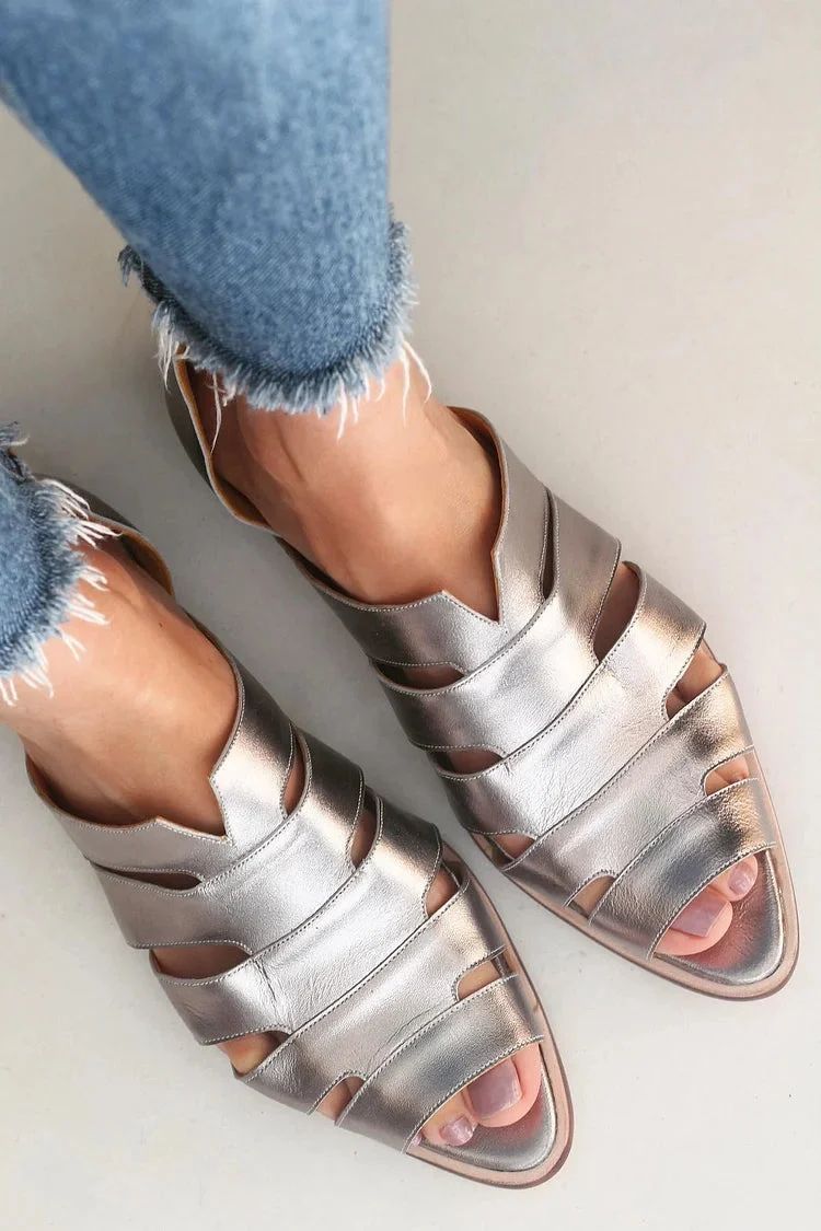 Casual Pointed Peep-Toe Cut-Out Slip-On Flats