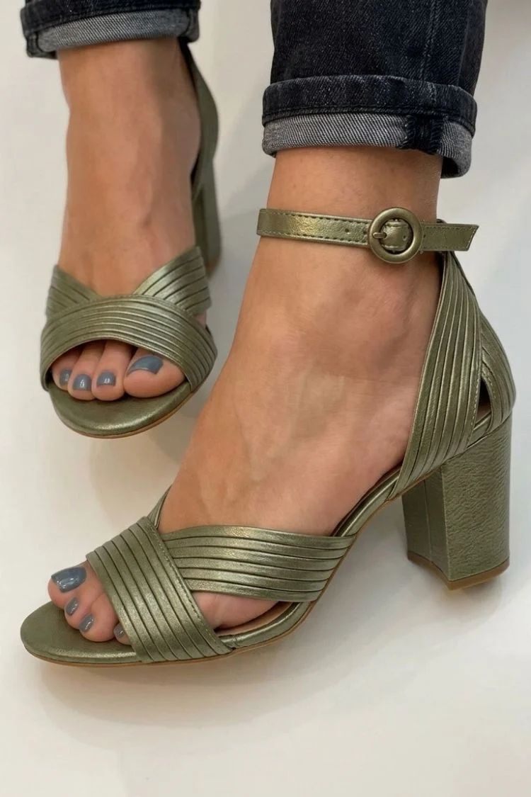 Gold Sandals with Ankle Strap