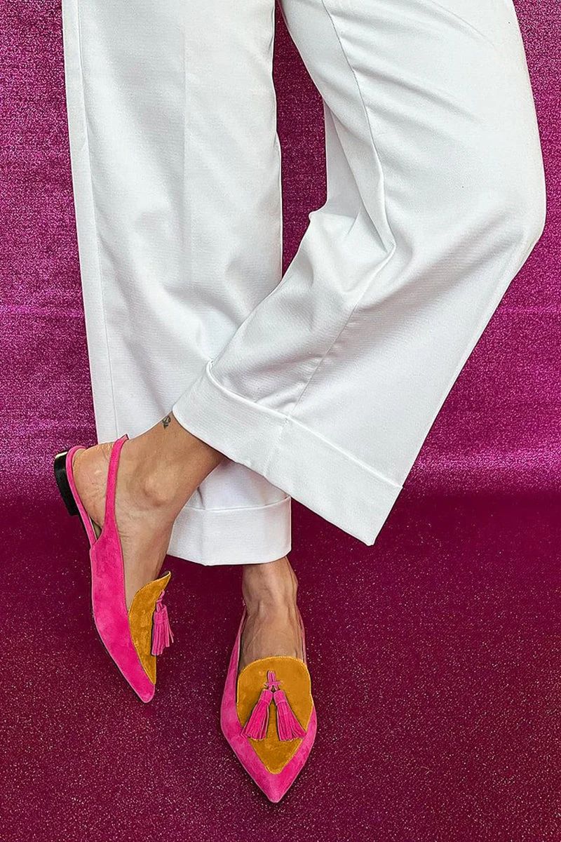 Beatrice | Fringed Ballet Flats with Ankle Strap