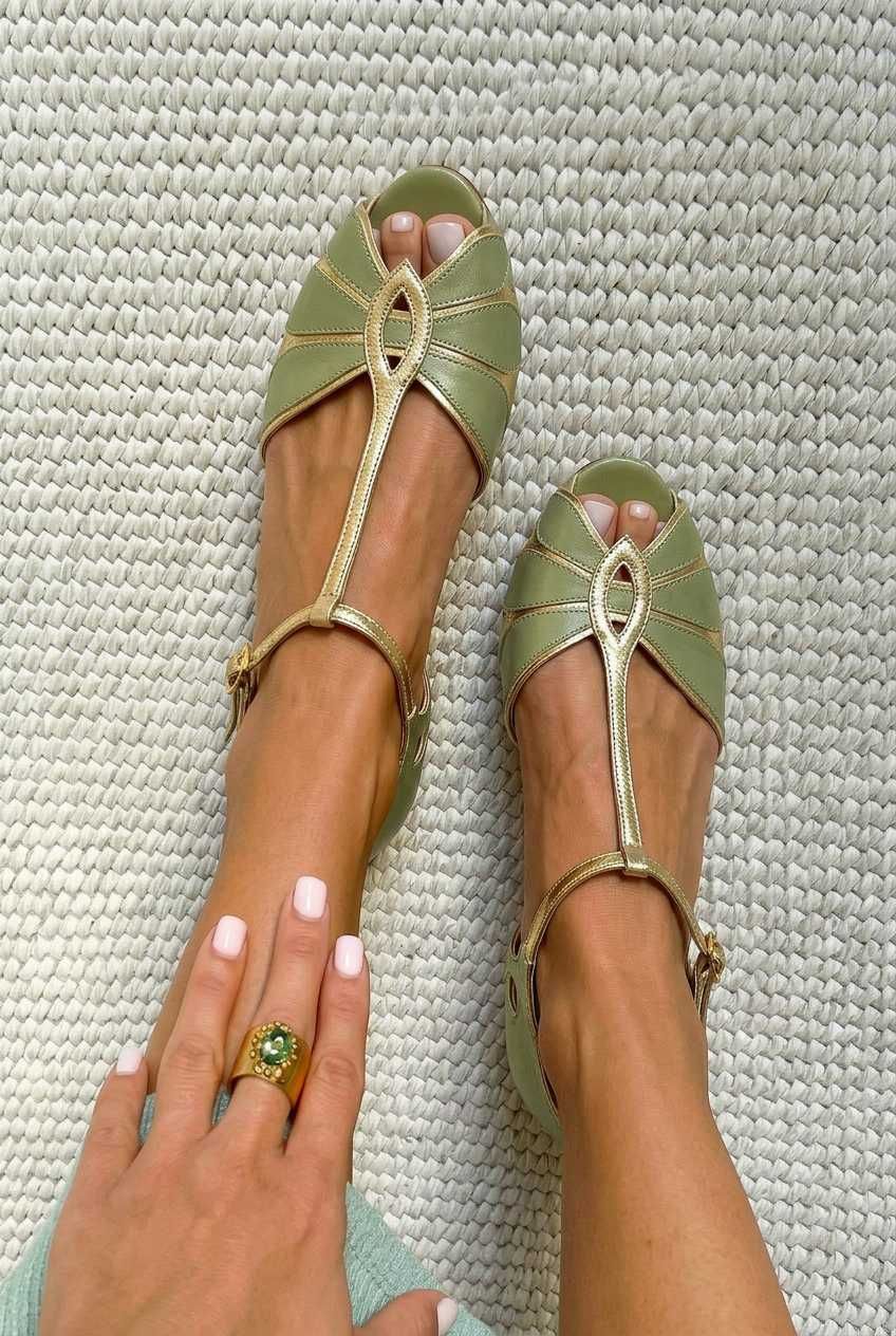 Peep-Toe Cut-Out Block Heels with T-Bar Strap