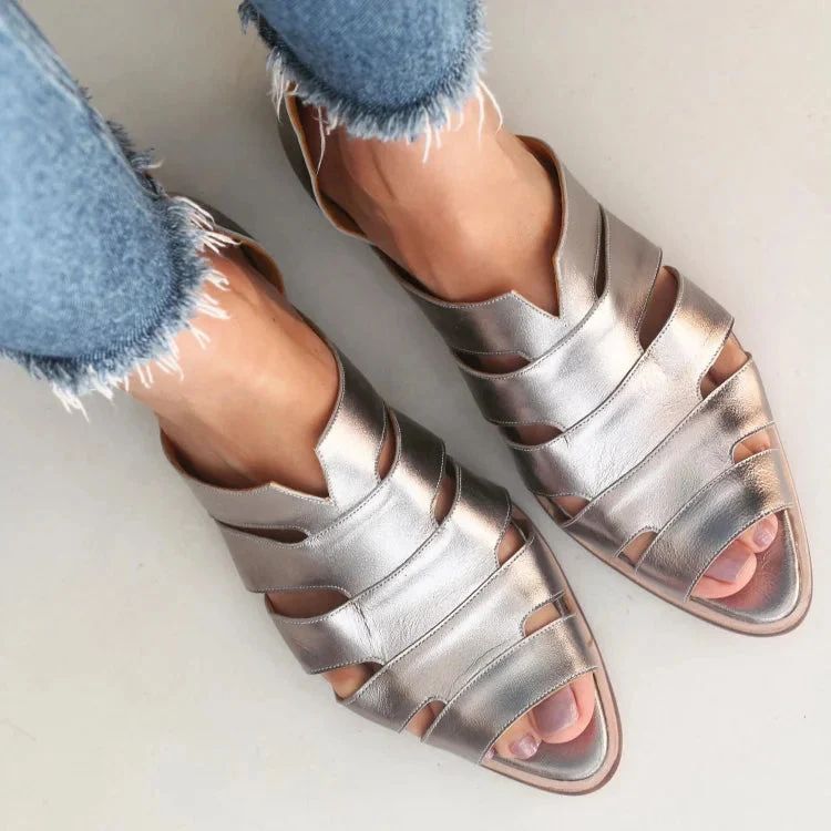 Casual Pointed Peep-Toe Cut-Out Slip-On Flats