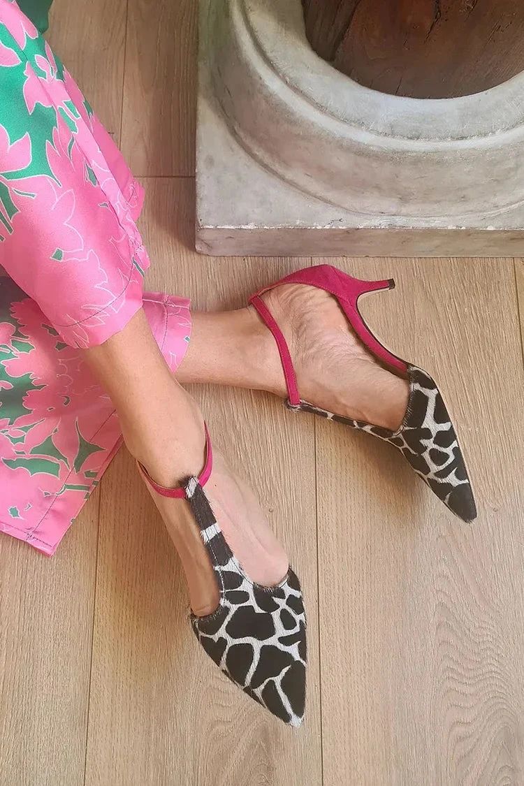 Animal-Print Stilettos with Colour-Block Straps