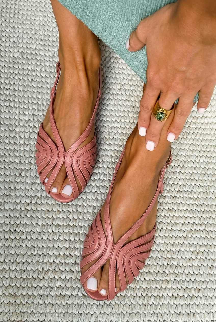 Red Leather Strappy Cage Sandals with Open Toe