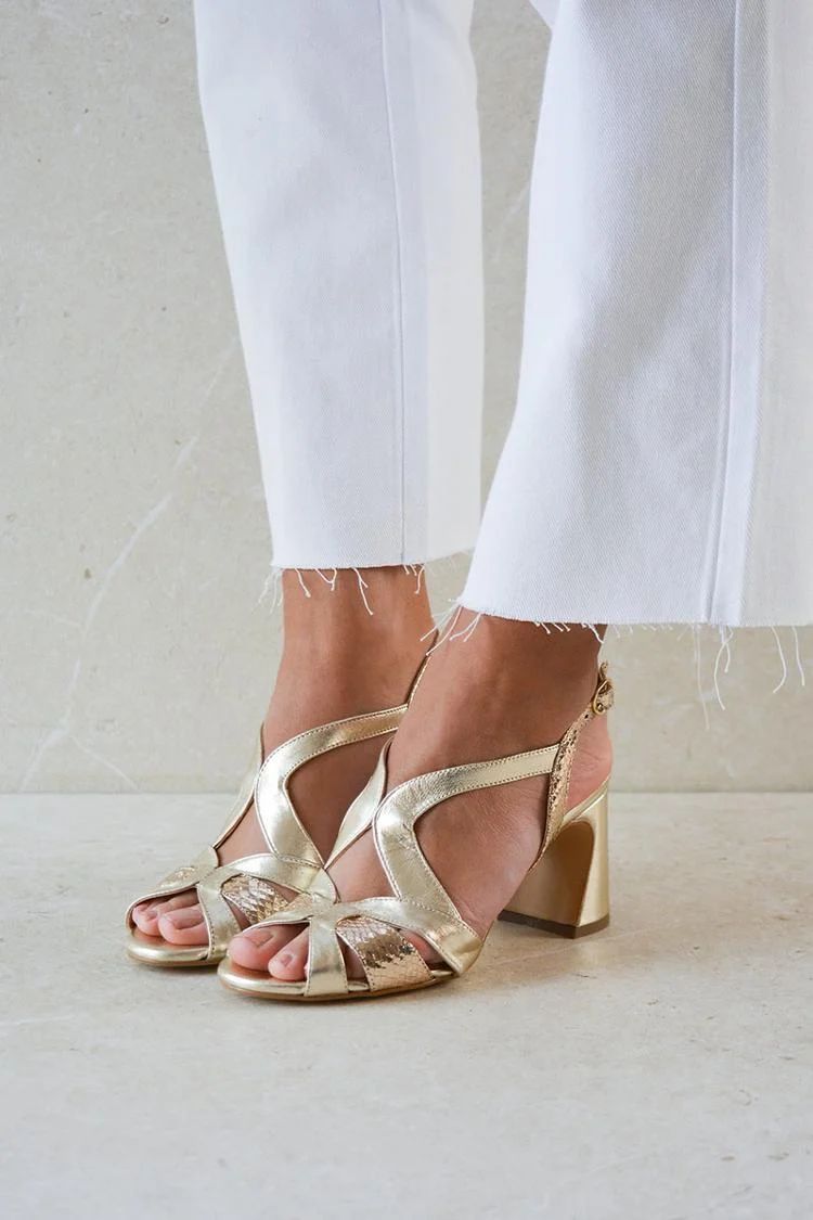 Shiny Asymmetric Peep-Toe Block Heels with Cut-Outs