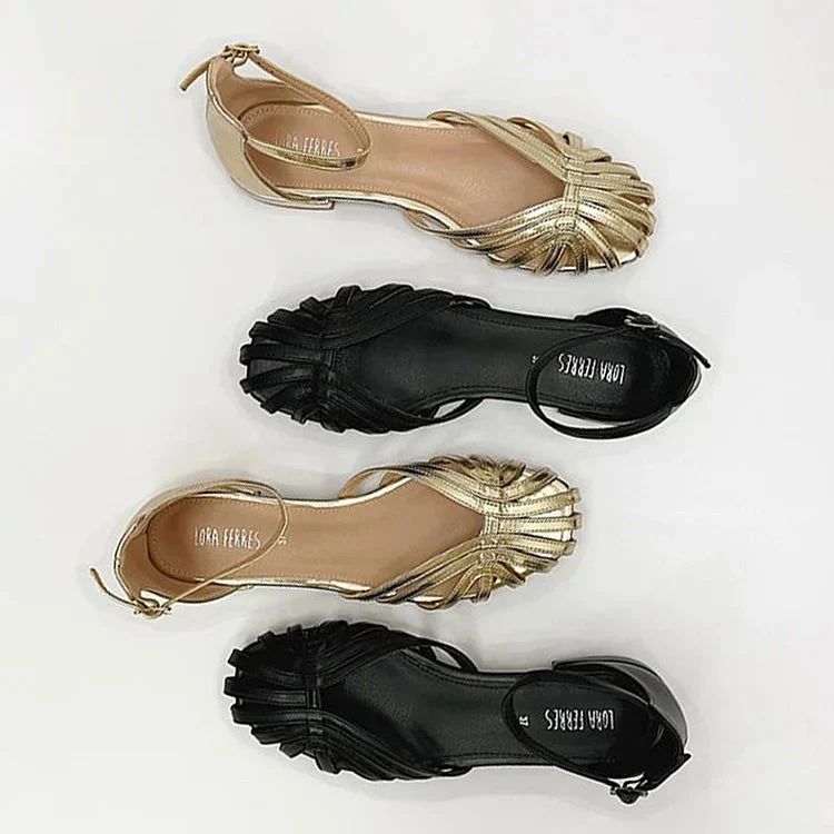 Chic Solid-Colour Sandals with Buckle