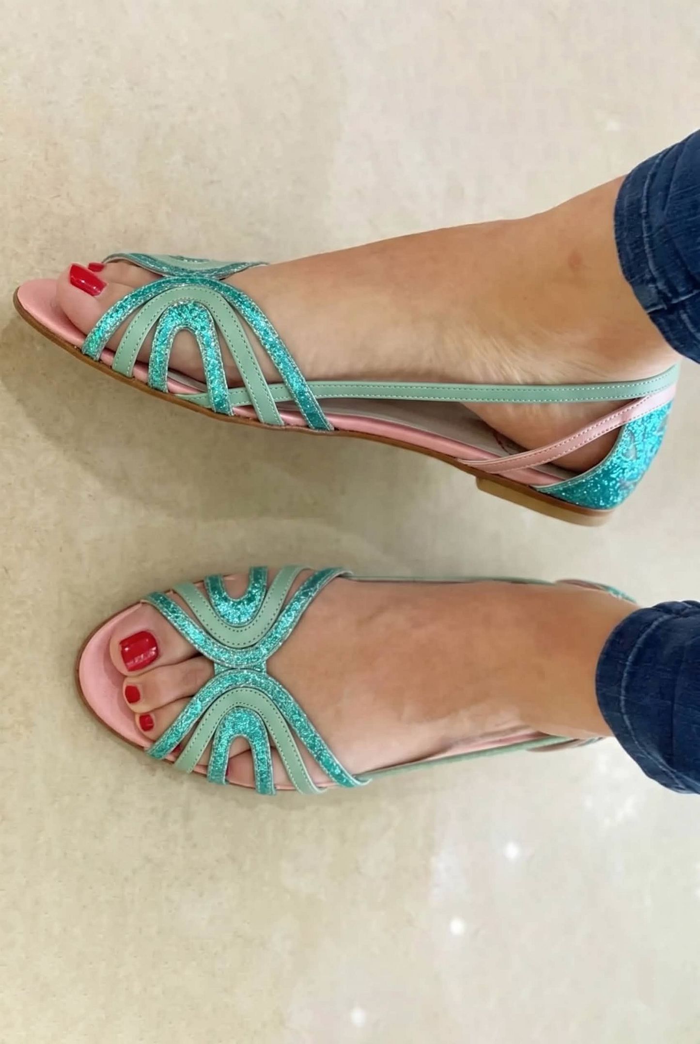 Shiny Metallic Peep-Toe Cut-Out Sandals