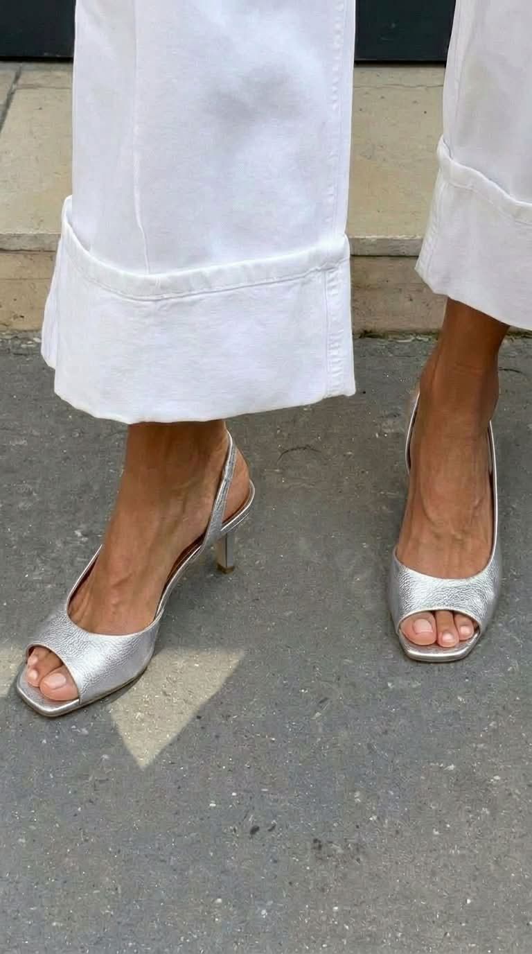 Metallic Gold Peep-Toe Slingback Kitten Heels