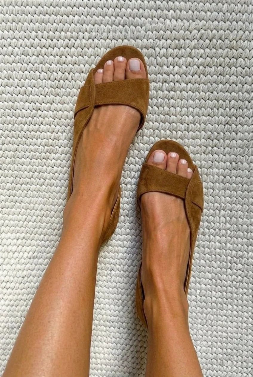 Casual Flat Suede Open-Toe Slingback Sandals