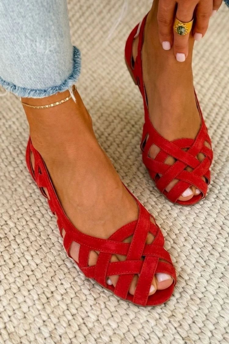 Casual Flat Woven Open-Toe Sandals with Crossover Straps