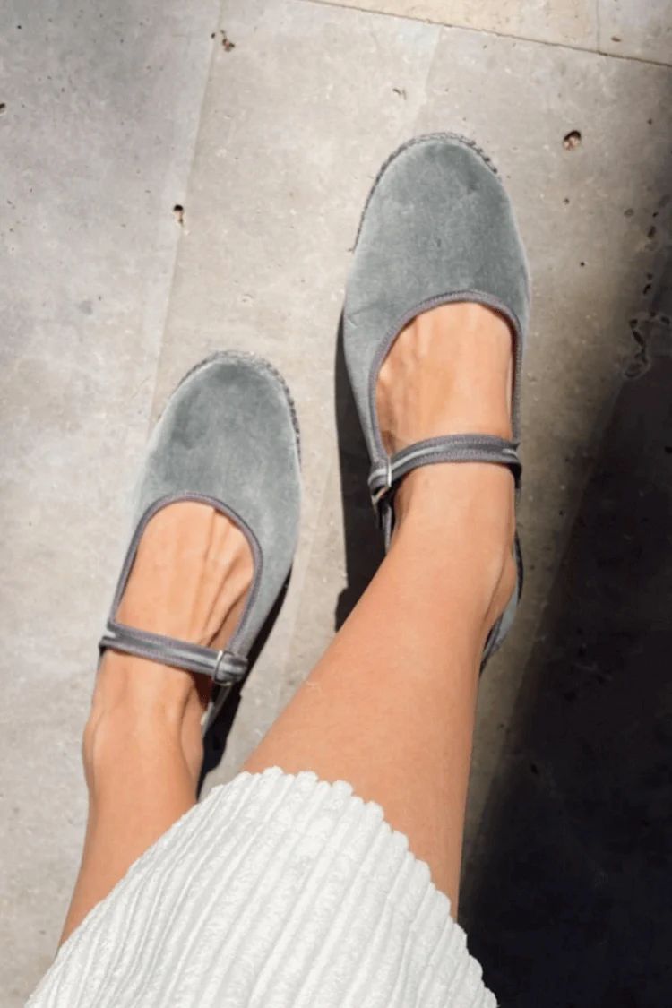 Velvet Flats with Buckled Strap