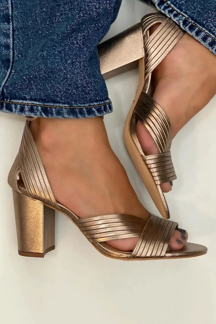 Gold Sandals with Ankle Strap