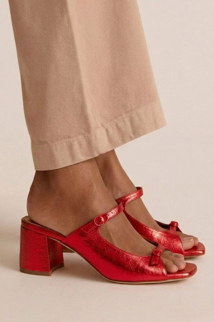 Gold Colour-Block Cut-Out Slingback Block Heels