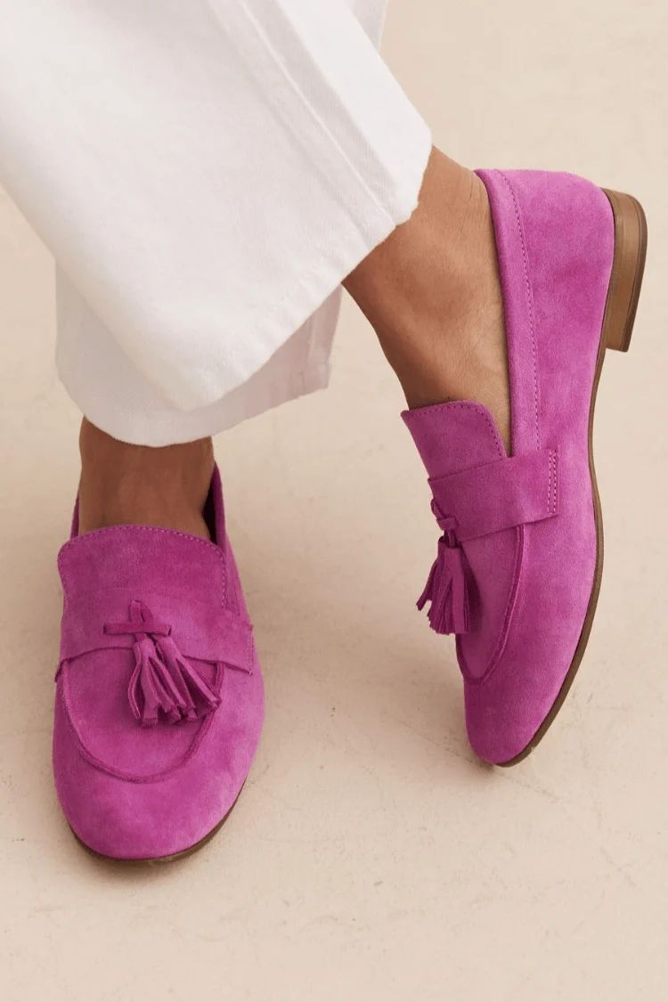 Magenta Suede Loafers