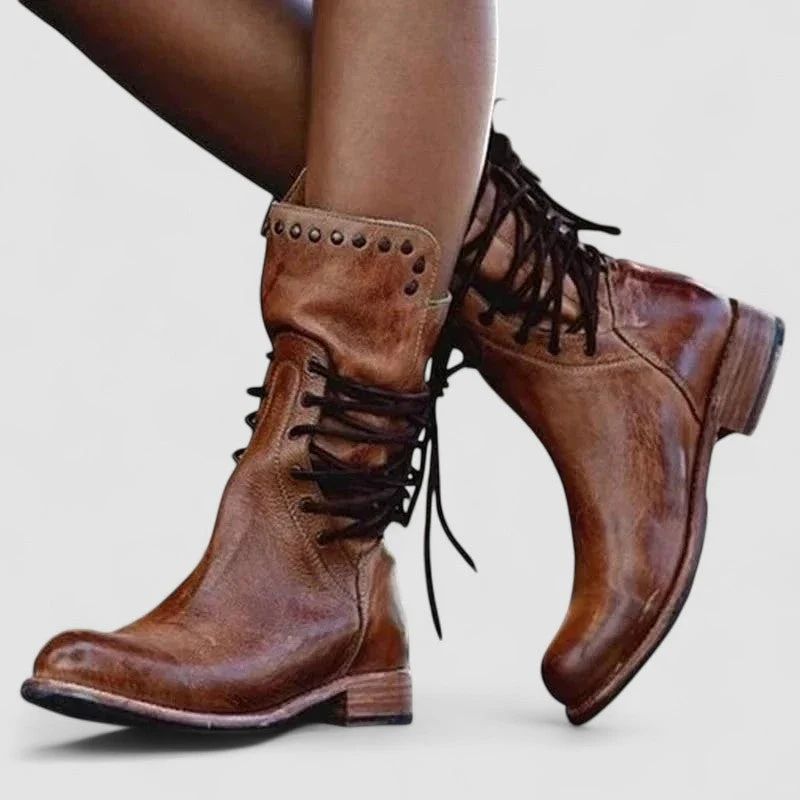 Rachele | Vintage Lace-Up Western Ankle Boots