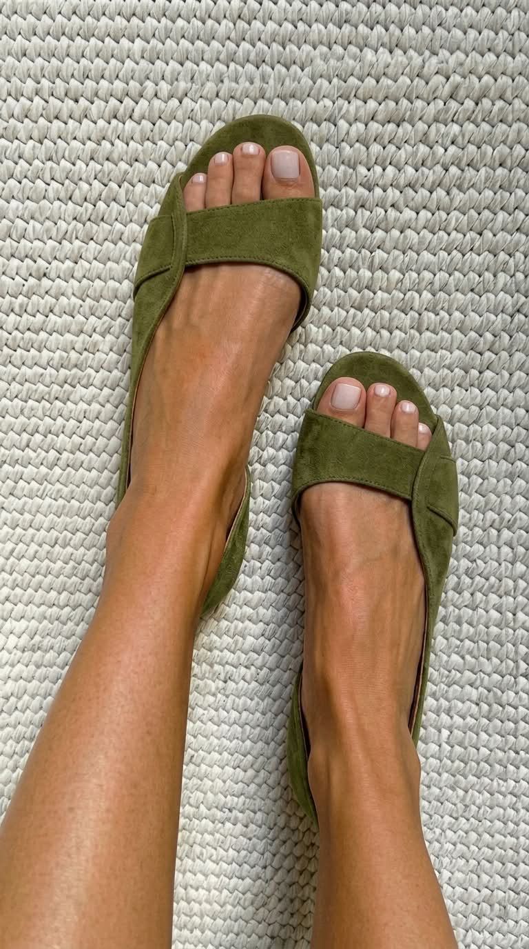 Casual Flat Suede Open-Toe Slingback Sandals