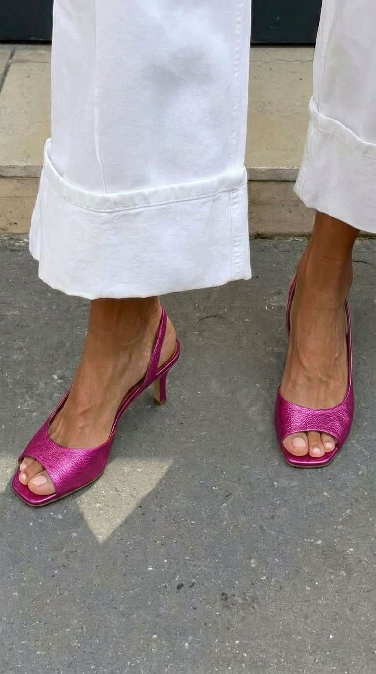 Metallic Gold Peep-Toe Slingback Kitten Heels