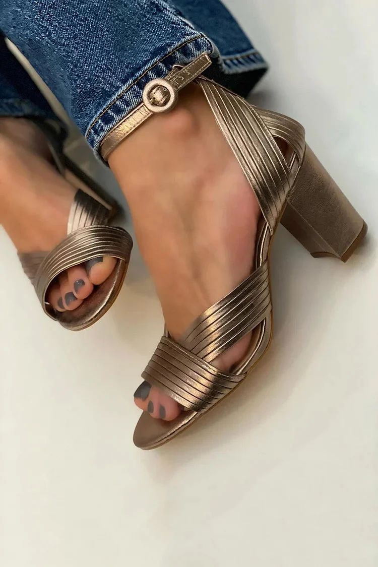 Gold Sandals with Ankle Strap